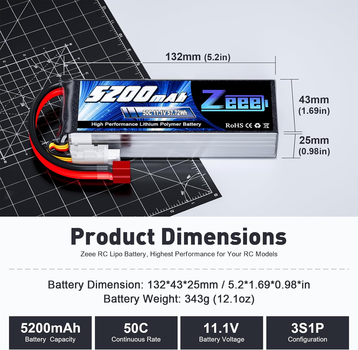 1/2units Zeee 11.1V 50C 5200mA - огляд і ціна Rc Helicopter Case